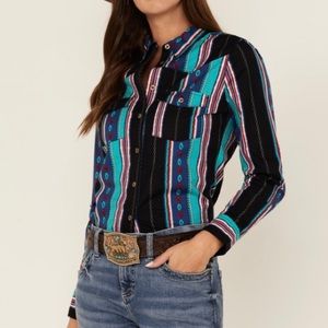 RANK 45 Southwestern Striped Western Riding Shirt